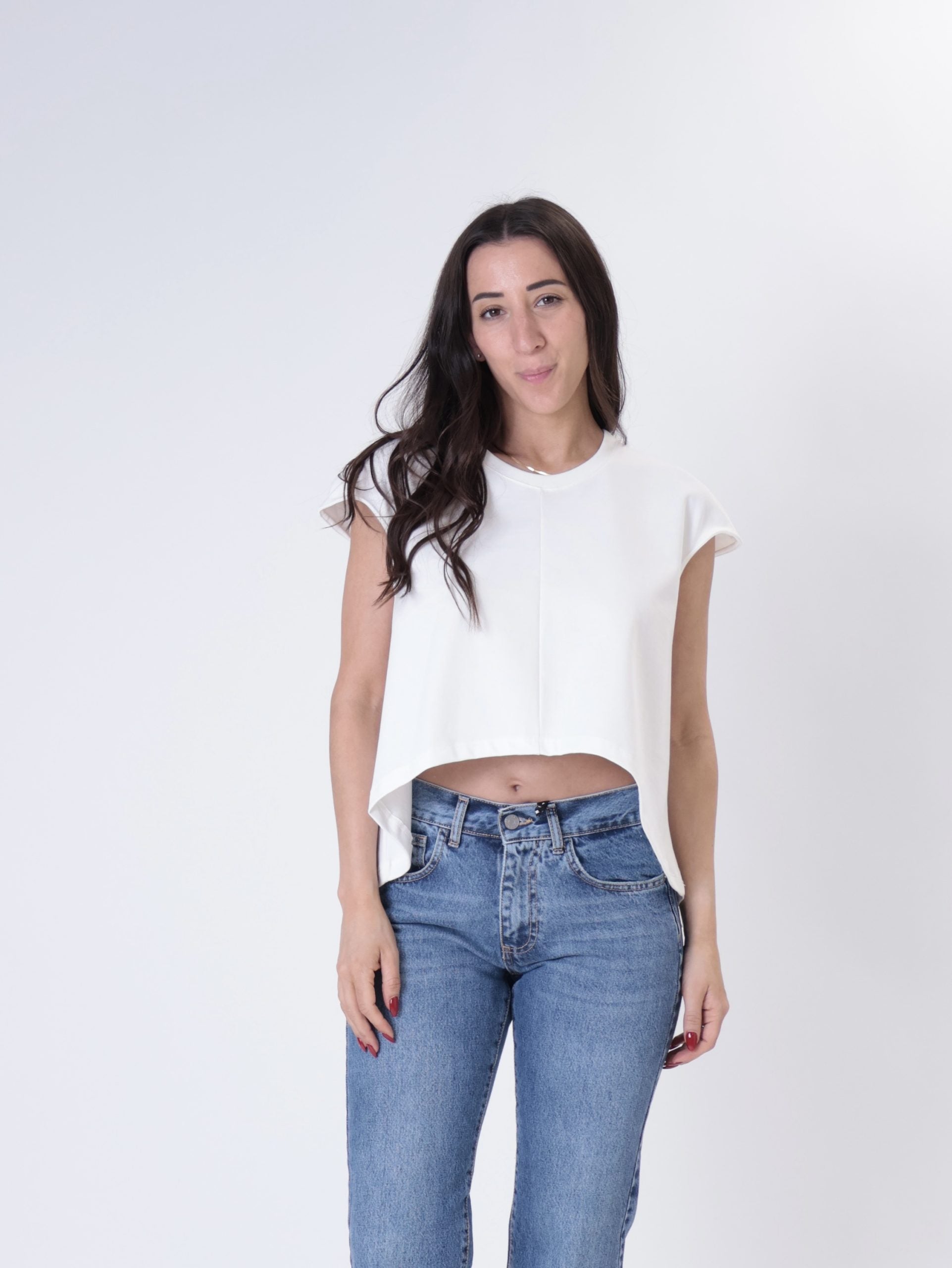 T-shirt fondo arrotondato bianco