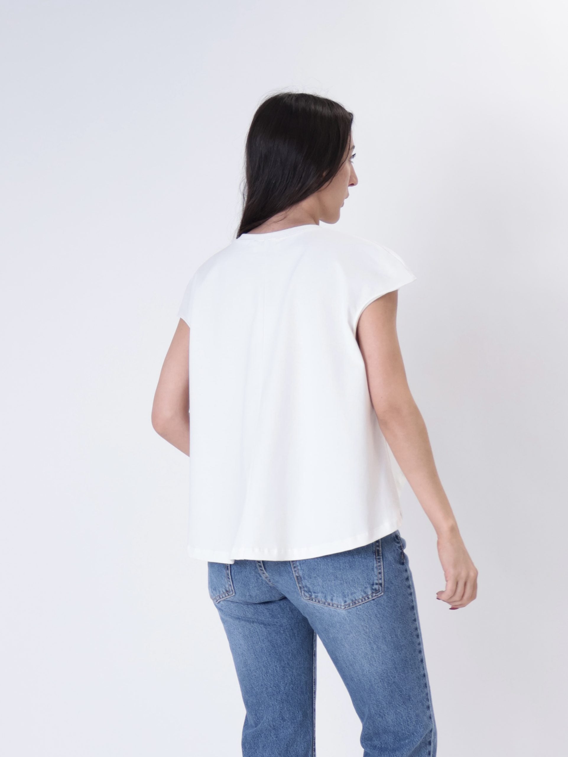T-shirt fondo arrotondato bianco