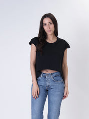 T-shirt fondo arrotondato nero