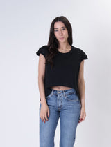 T-shirt fondo arrotondato nero