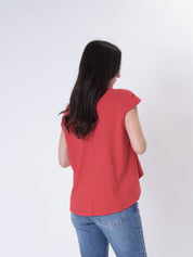 T-shirt fondo arrotondato rosso