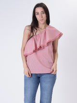 Top monospalla quadro piccolo rosso