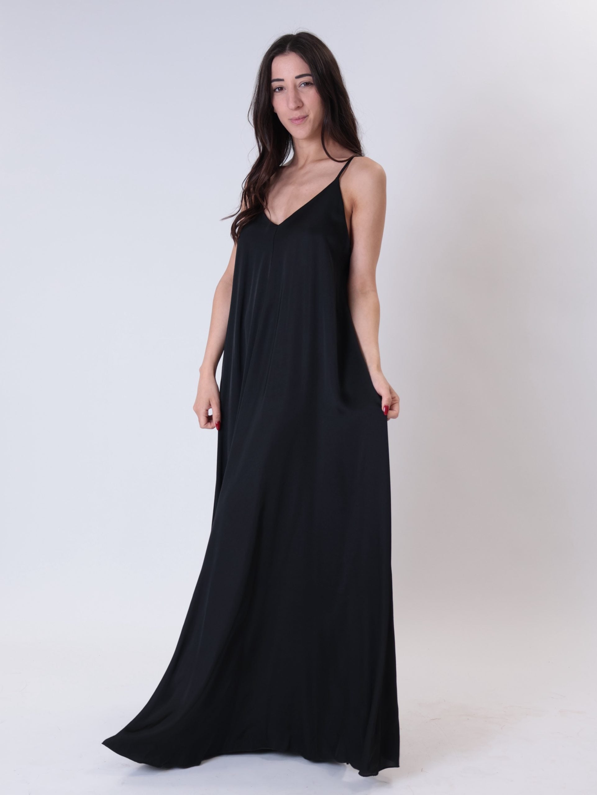 Black V-neck dress