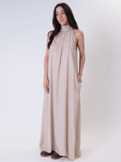 Abito lyocell collo alto beige