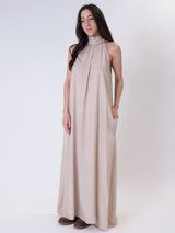 Abito lyocell collo alto beige