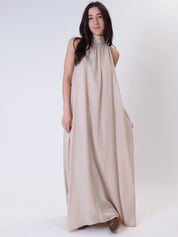 Abito lyocell collo alto beige