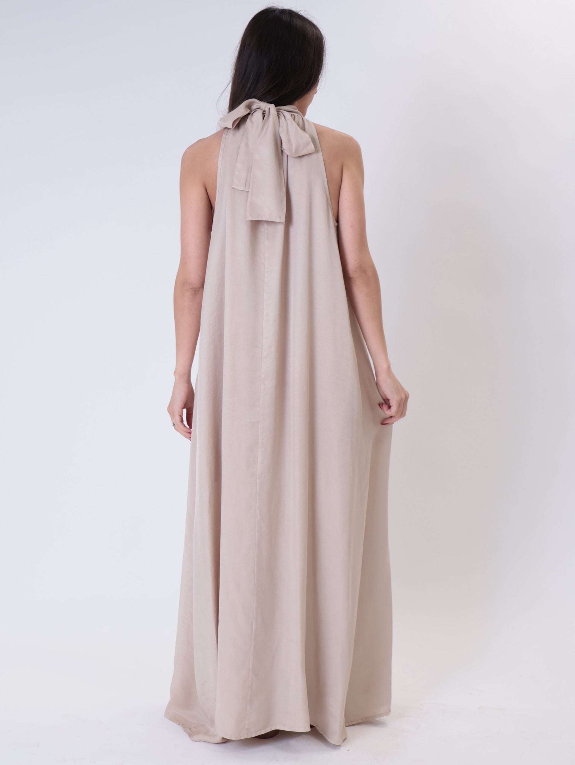 Abito lyocell collo alto beige