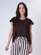 T-shirt fondo arrotondato cioccolato