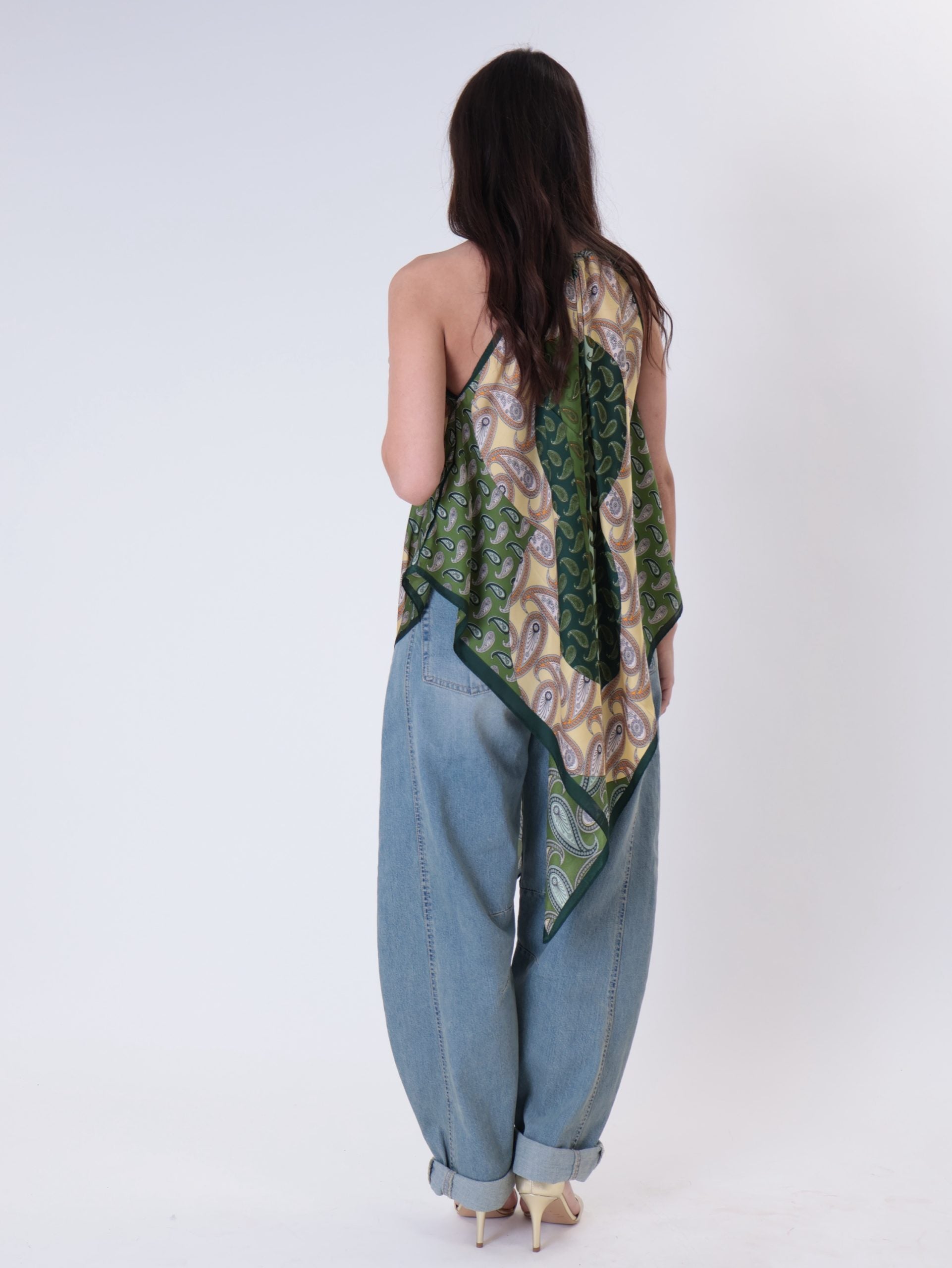 Top fazzoletto fantasia verde
