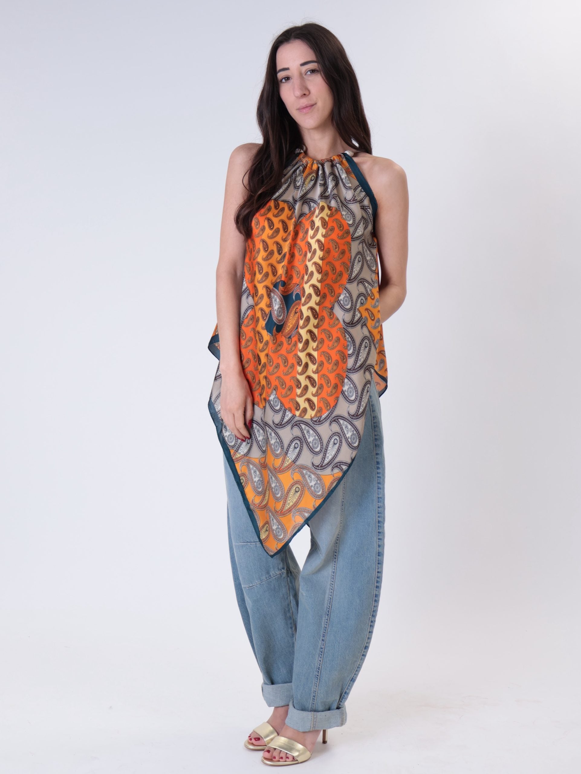 Top fazzoletto fantasia arancio