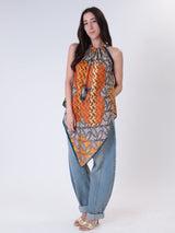 Top fazzoletto fantasia arancio
