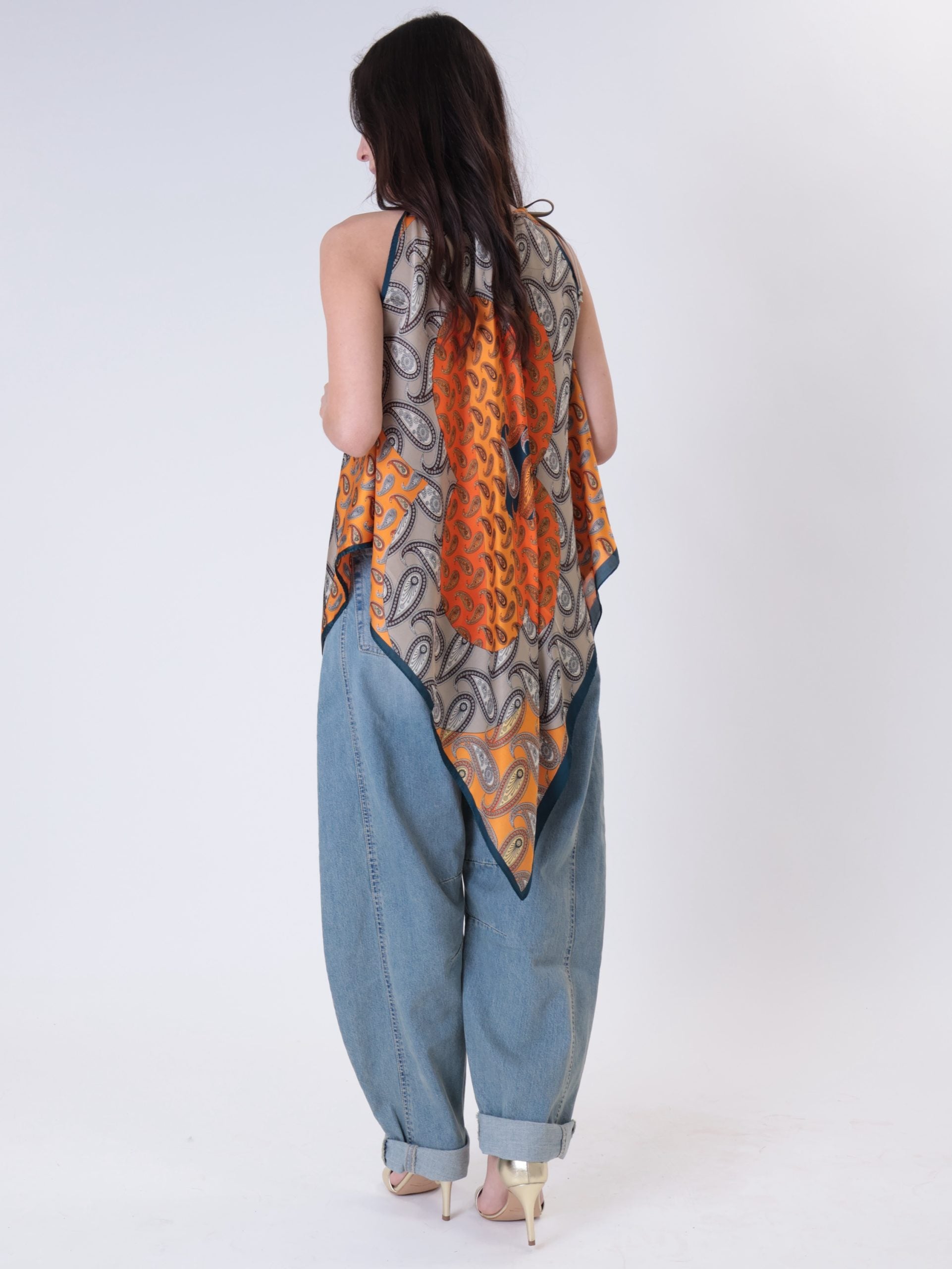 Top fazzoletto fantasia arancio