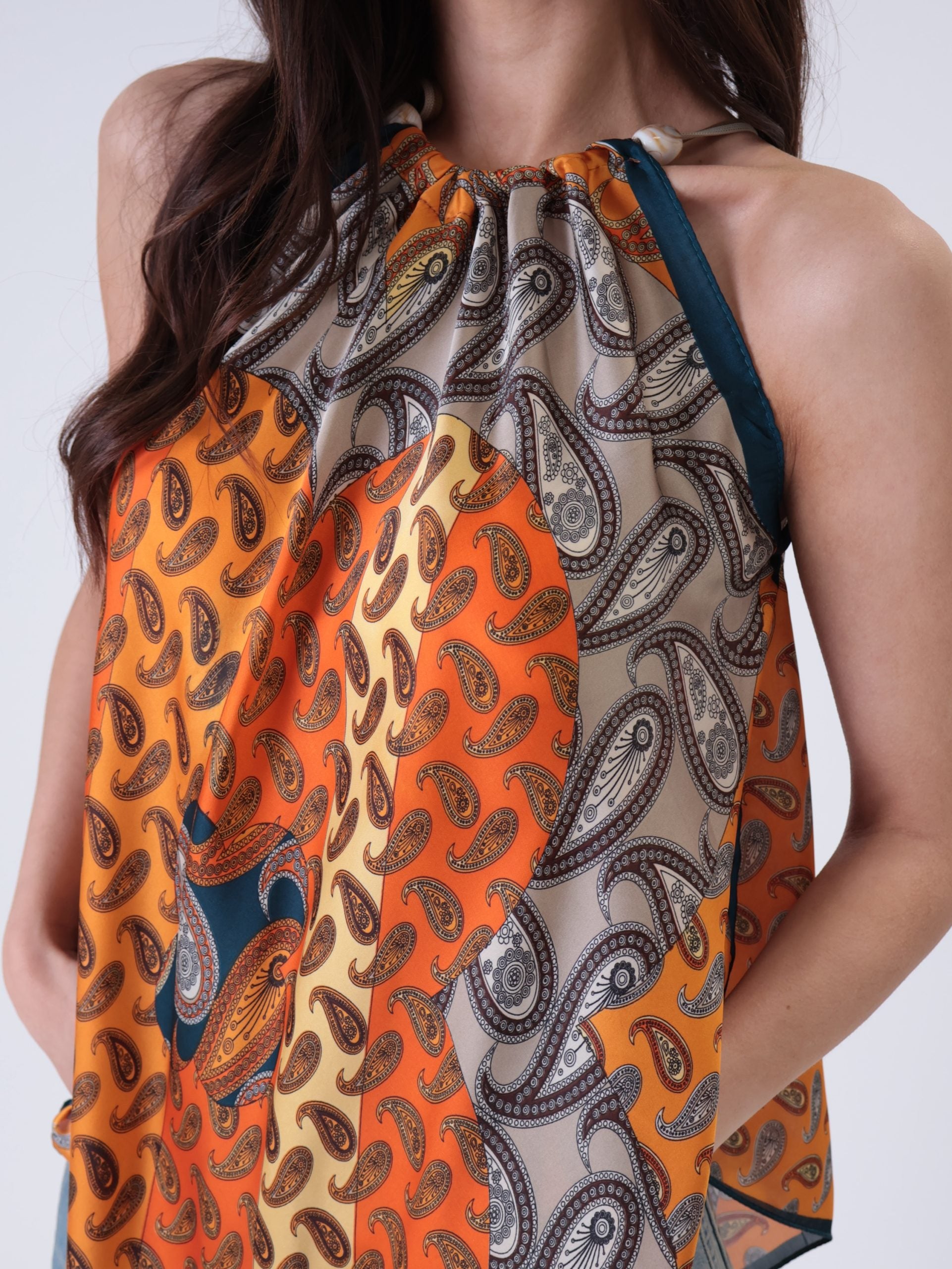 Top fazzoletto fantasia arancio