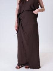 Long mocha pareo skirt bestseller