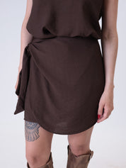 Best-selling mocha short sarong skirt