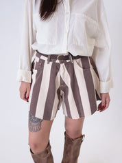 Brown striped butterfly shorts