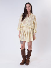 Completo camicia + shorts righe giallo