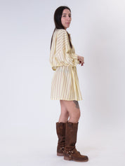 Completo camicia + shorts righe giallo