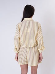 Completo camicia + shorts righe giallo