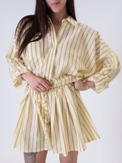 Completo camicia + shorts righe giallo