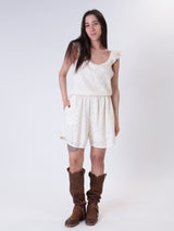 Completo top + shorts sangallo burro