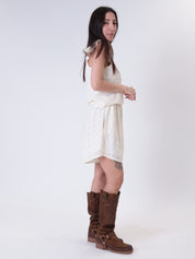 Completo top + shorts sangallo burro