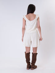 Completo top + shorts sangallo burro
