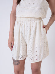 Completo top + shorts sangallo burro