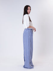 Pantalone vichy blu