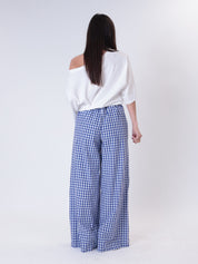Pantalone vichy blu