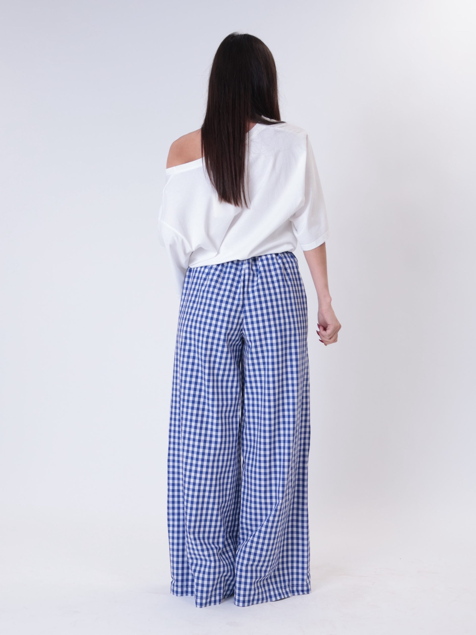 Pantalone vichy blu