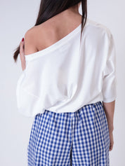 T-shirt over scollo profondo bianco