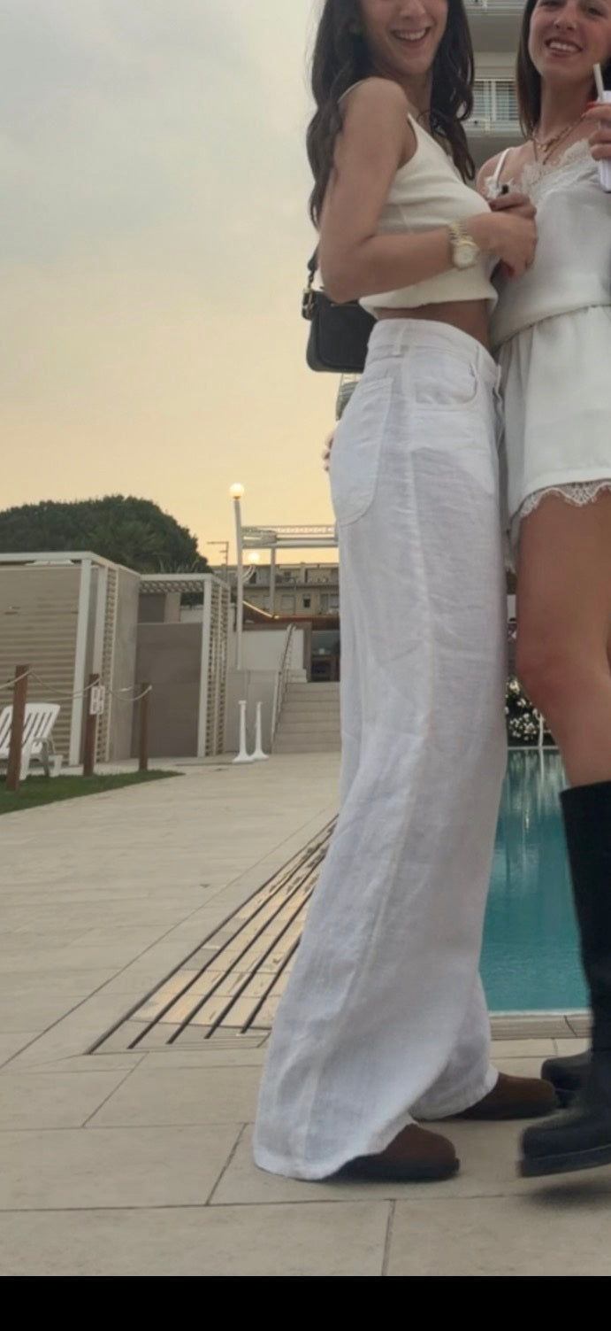 Beautiful pure white linen trousers PRE-ORDER 12/06 size XS