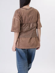 T-Shirt con pizzo marrone