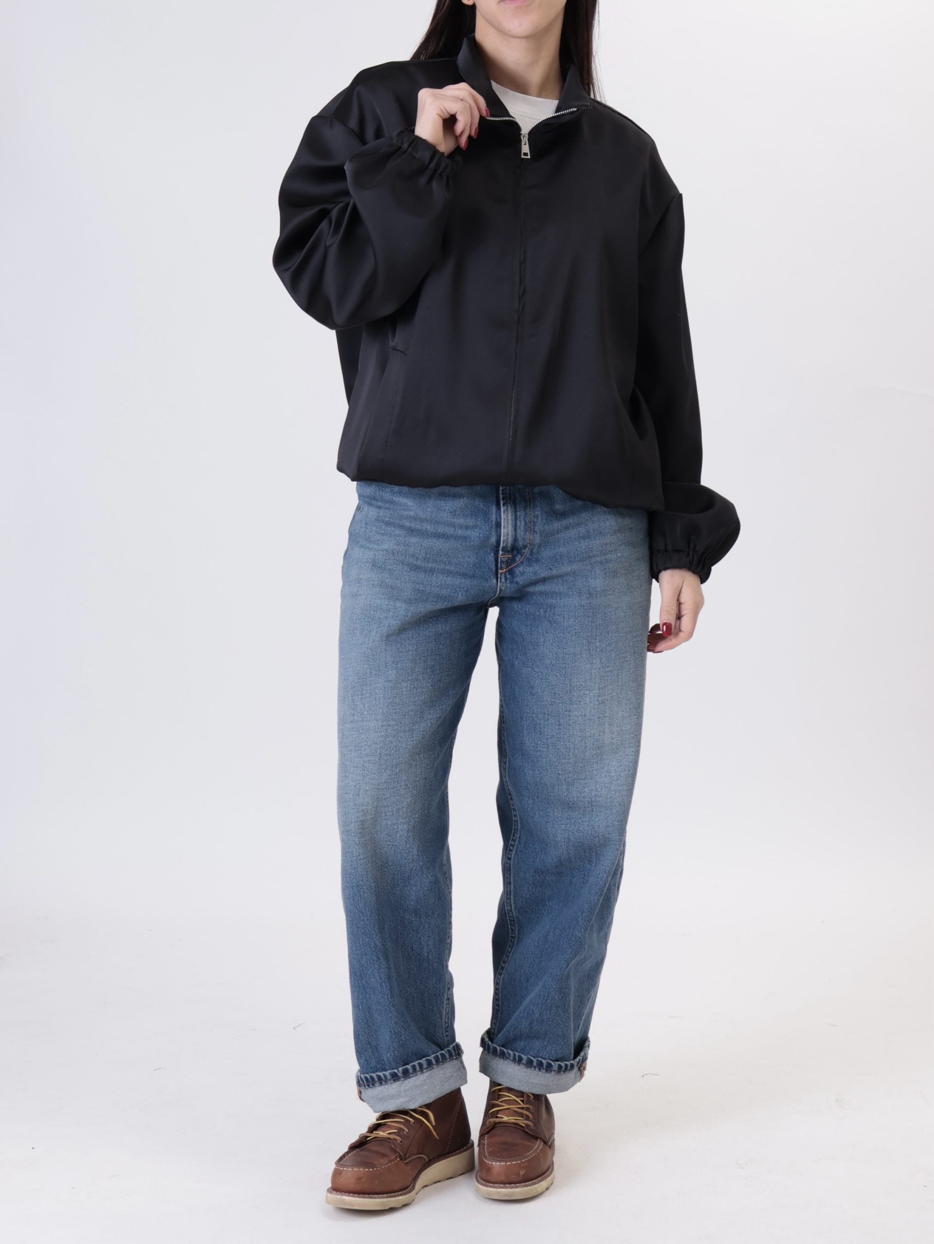 Bomber satin nero