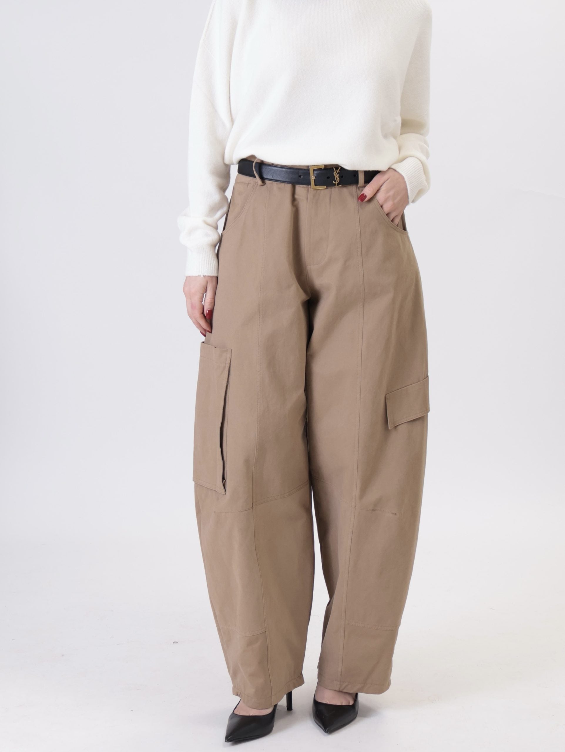 Pantalone Luna cargo over cammello