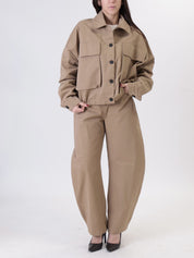 Bomber Luna bottoni cammello