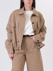 Bomber Luna bottoni cammello