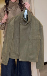 Bomber suede Cecilia militare