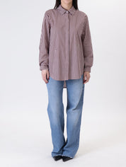 Camicia rigata rosa/moro