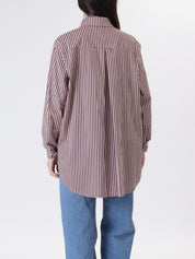 Camicia rigata rosa/moro