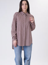 Camicia rigata rosa/moro
