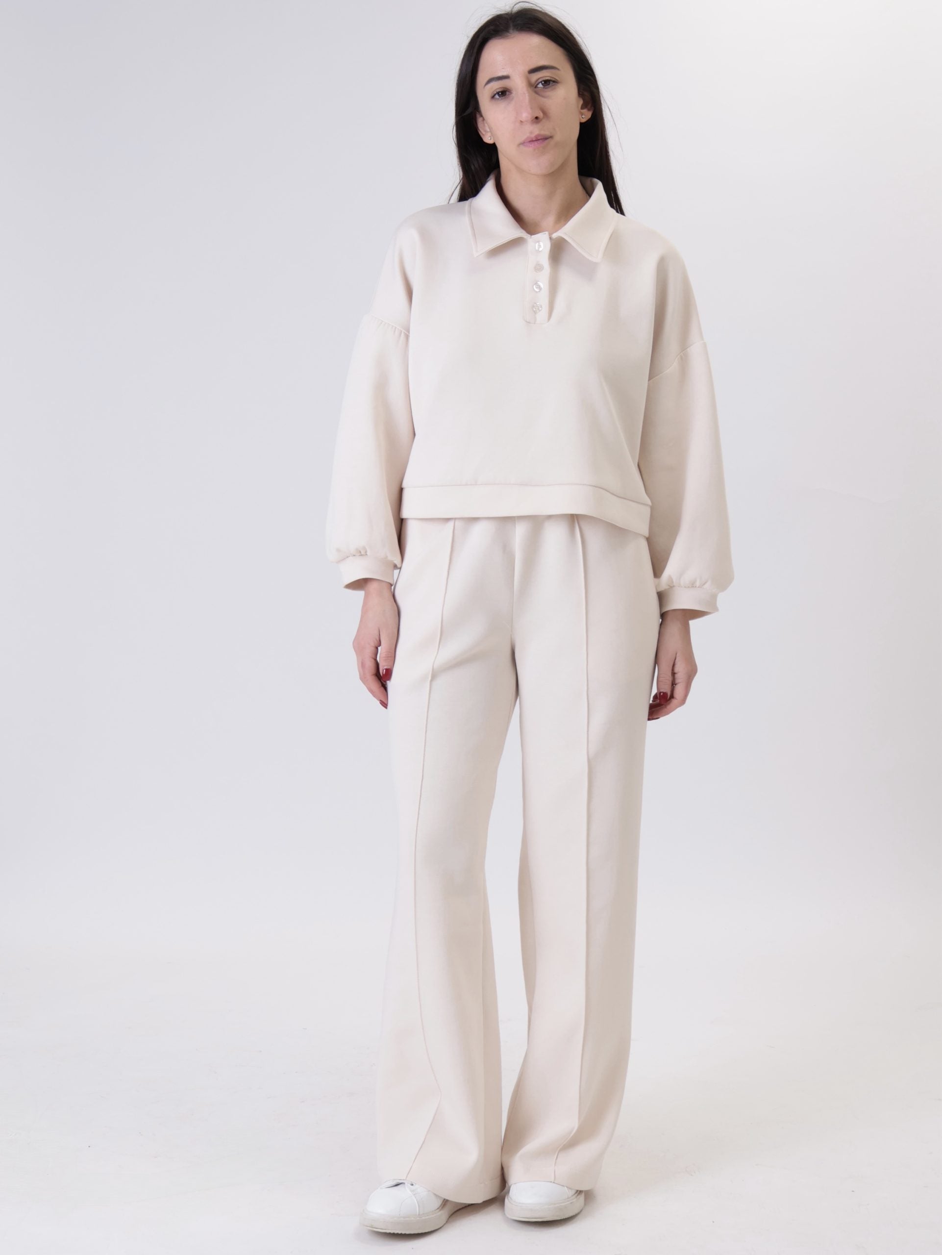 Cream button-up Brooklyn polo