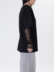 T-shirt manica pizzo nera