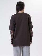 T-shirt manica pizzo moro