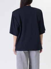 T-shirt spalla imbottita blu