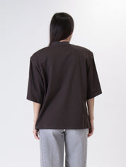 T-shirt spalla imbottita moro