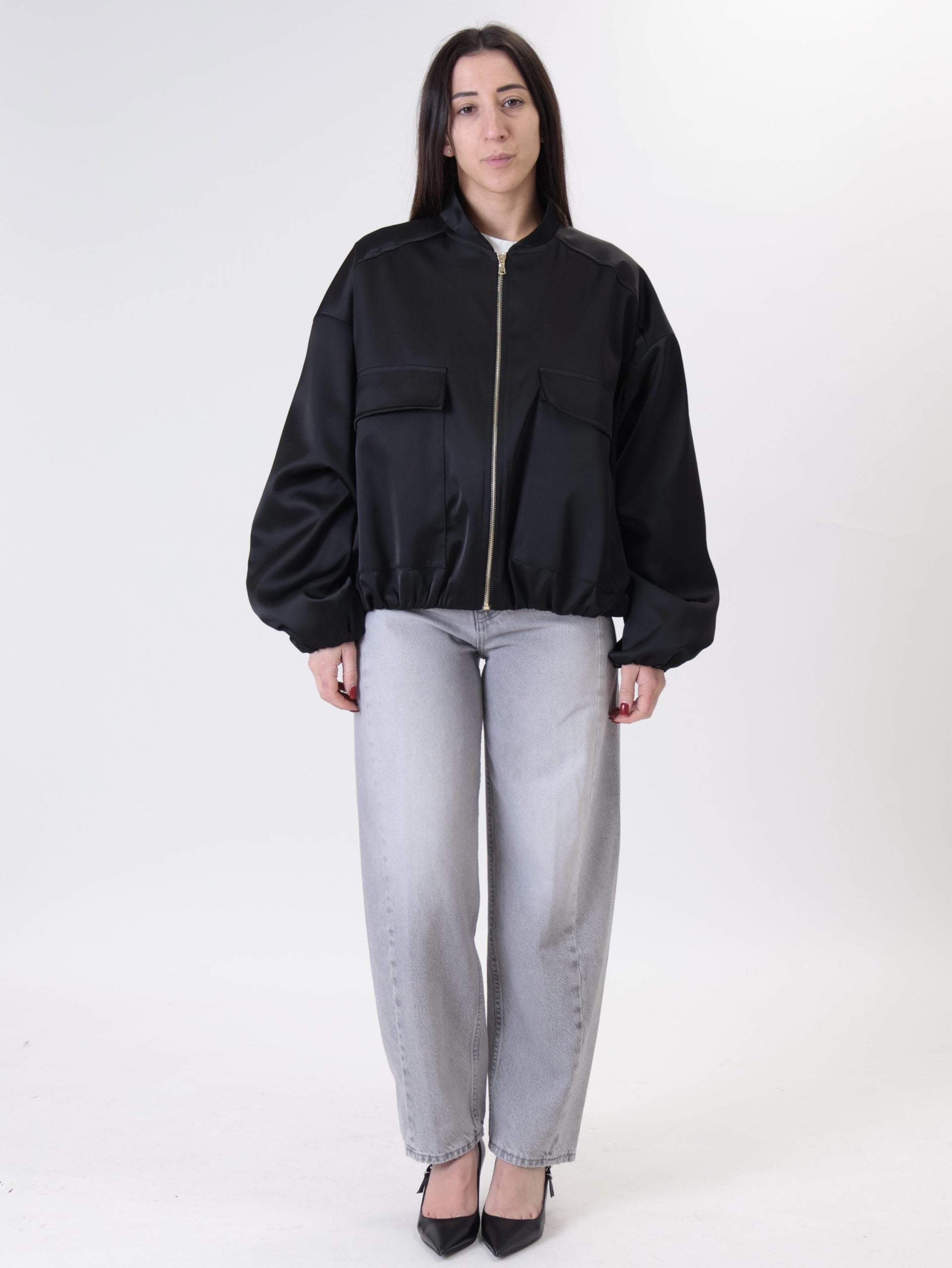 Bomber tasche satin nero