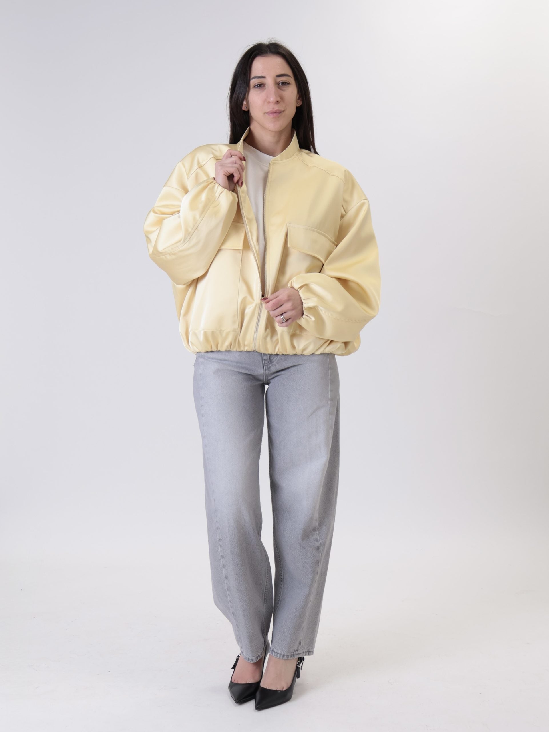 Bomber tasche satin giallo