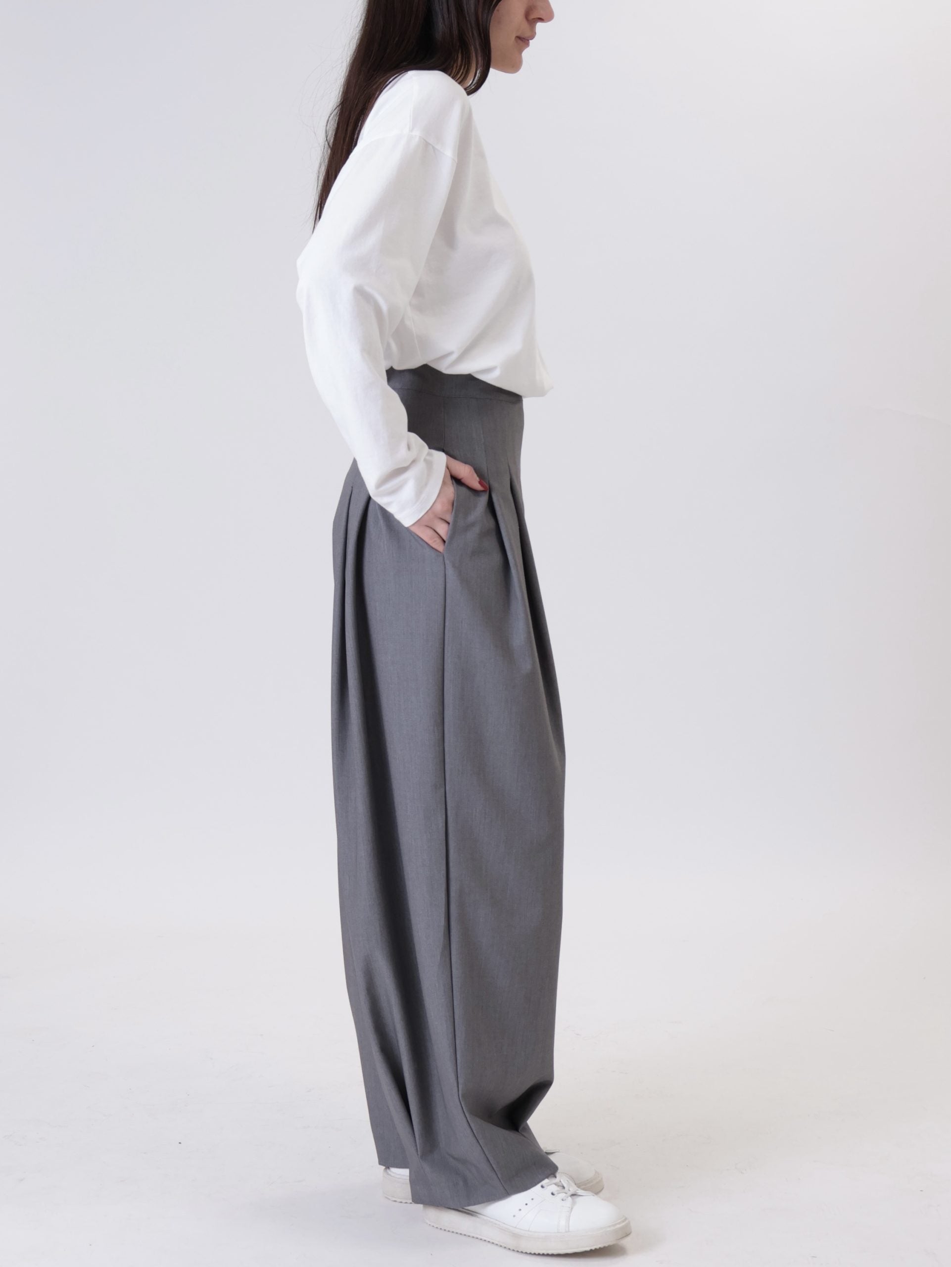 Pantalone pinces grigio